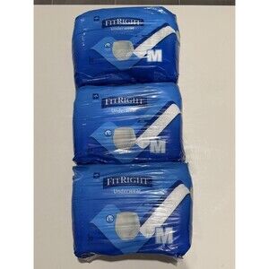 FitRight Underwear Incontinence Pants M Super Absorbency Disposable 3 Packs